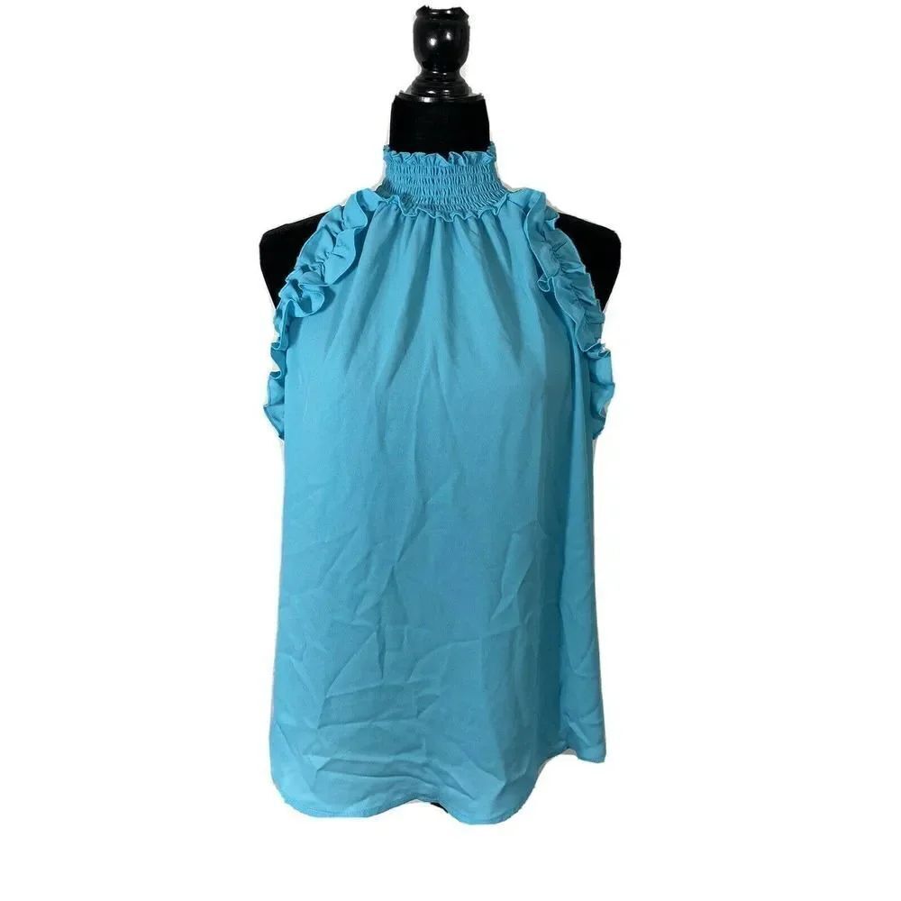 New York & Co Sleeveless Choker Blouse Sz M